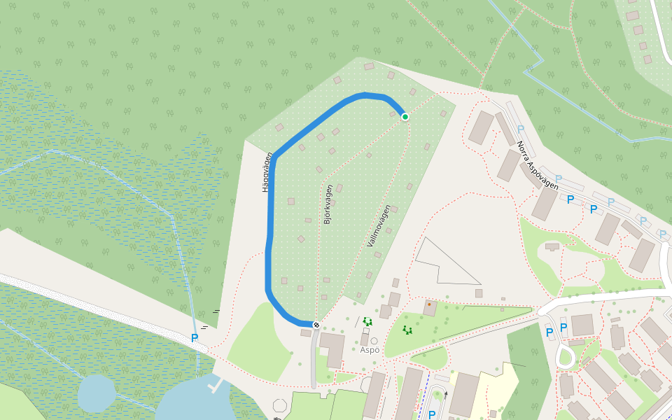 Häggvägen walking route map in Skövde
