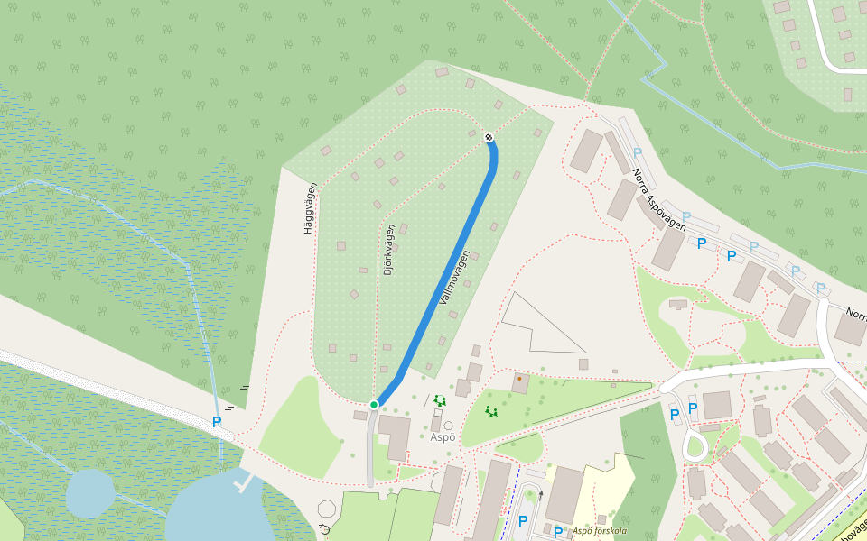 Vallmovägen walking route map in Skövde