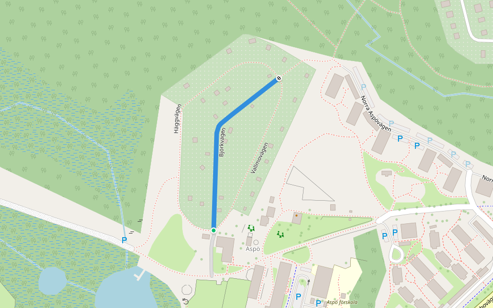 Björkvägen walking route map in Skövde