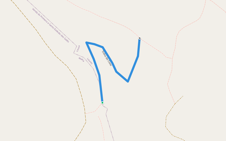 Trilho do Coxo walking route map in Santo Estêvão das Galés