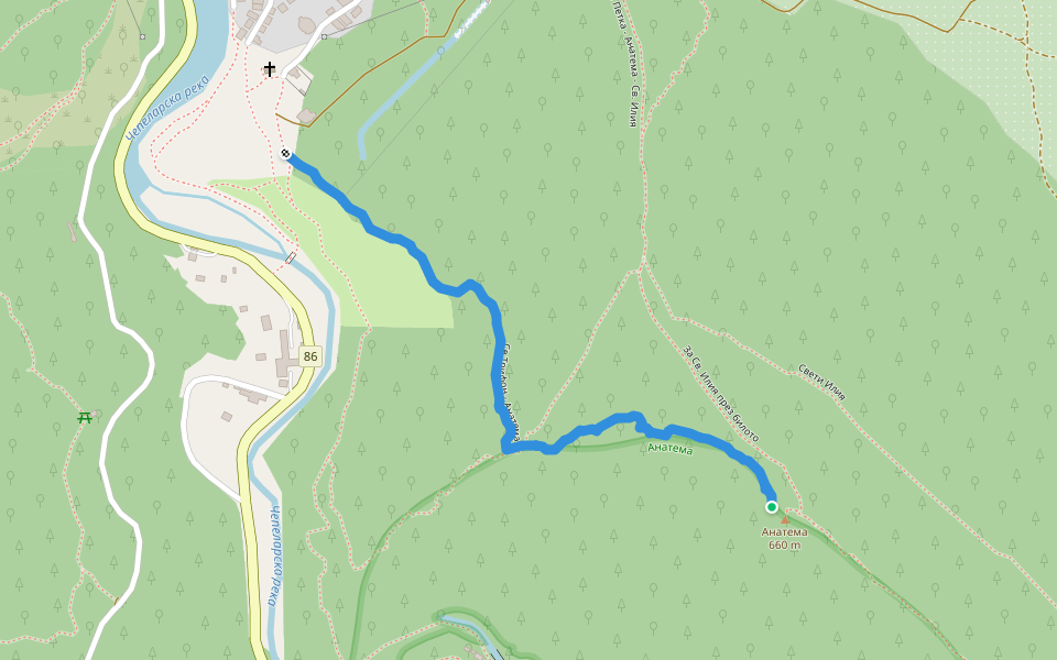 Св.Трифон - Анатема walking route map in Asenovgrad