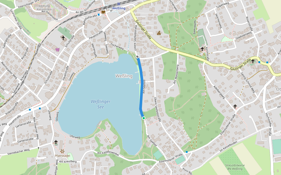 Am Seefeld walking route map in Weßling