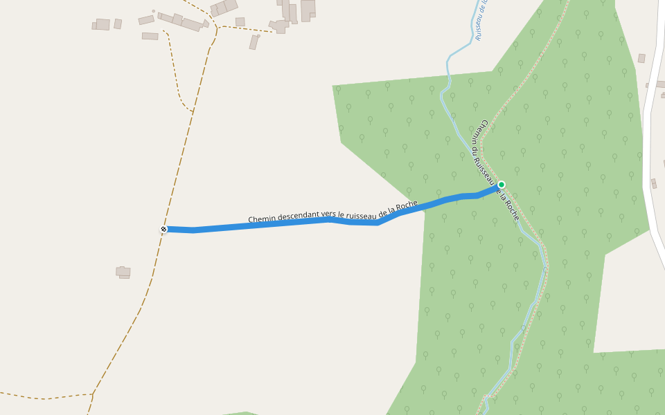 Chemin descendant vers le ruisseau de la Roche walking route map in Bréal-sous-Montfort