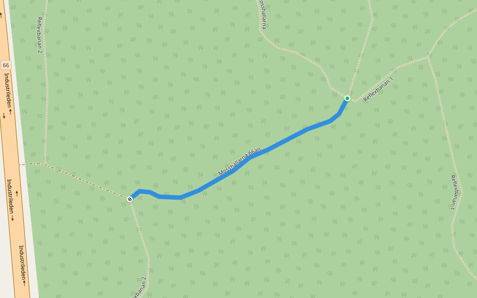 Mosshällarna-66an walking route map in Bråfors