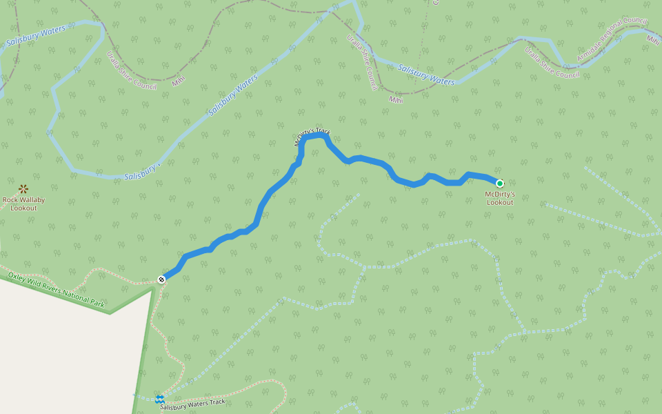 McDirty's Track walking route map in Mihi