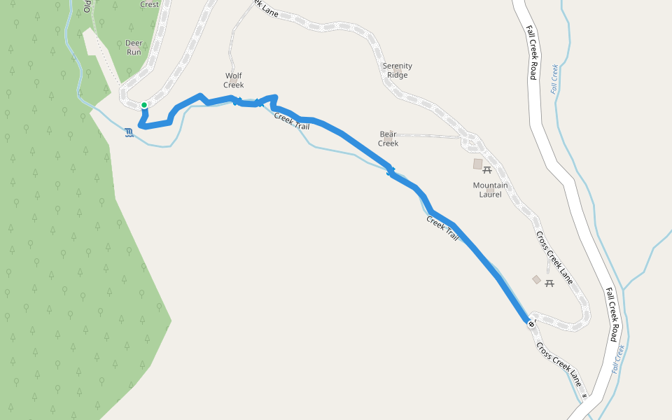 Creek Trail walking route map in Purlear