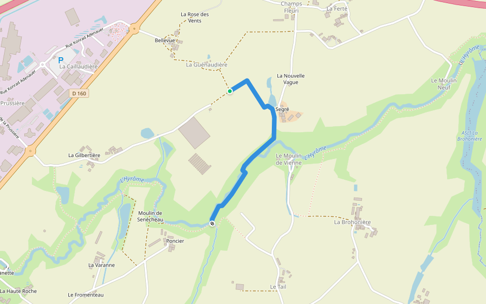 Sentier de Segré walking route map in Chemillé-en-Anjou