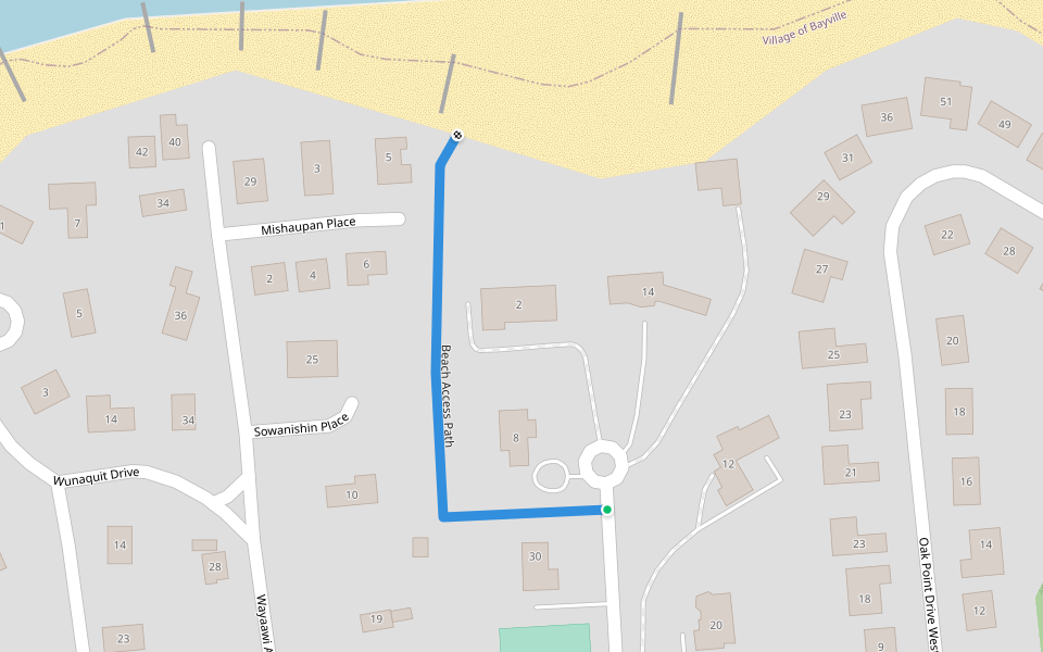 Beach Access Path walking route map in Bayville