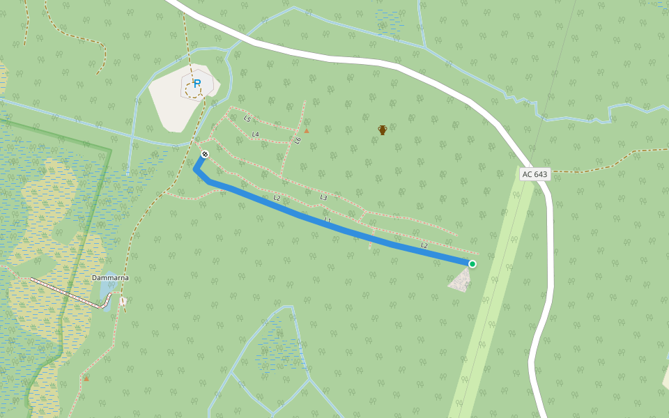 L1 walking route map in Umeå