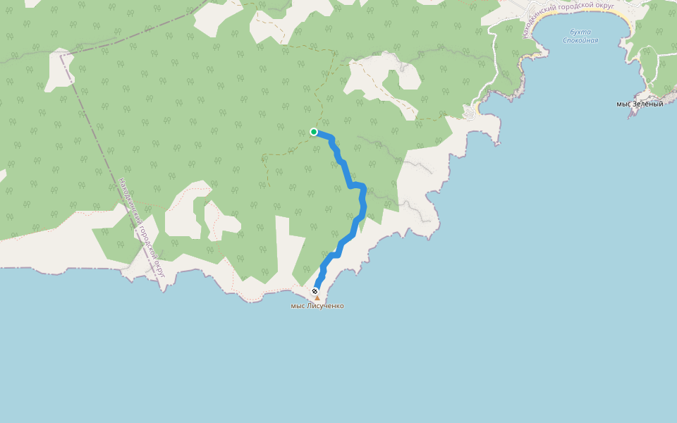 Тропа на мыс Лисученко walking route map in Nakhodka