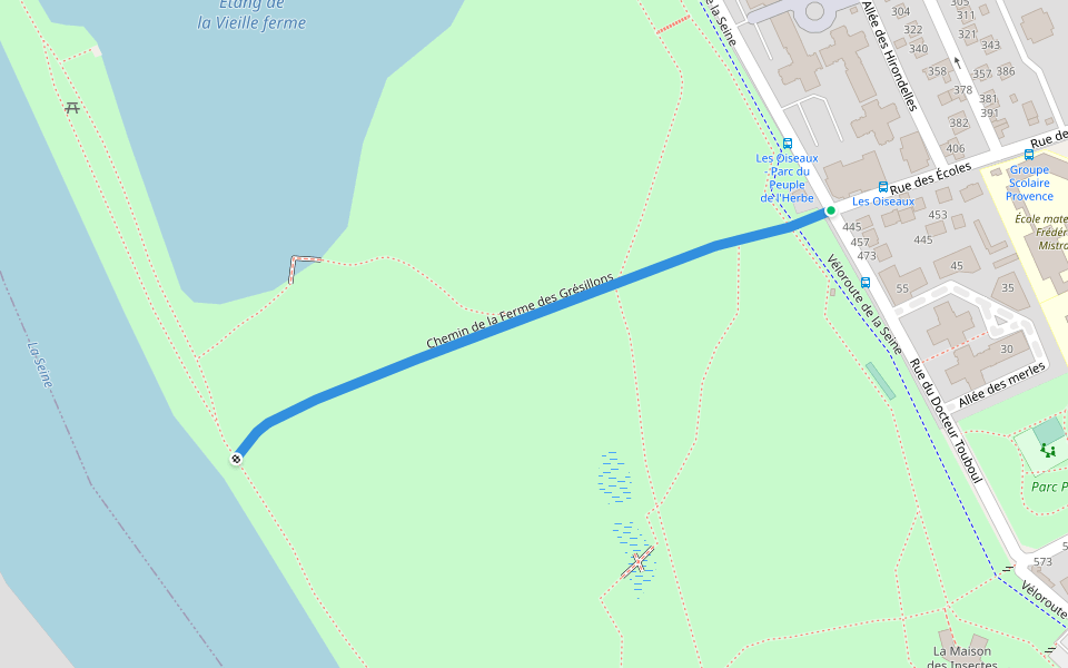 Chemin de la Ferme des Grésillons walking route map in Carrières-sous-Poissy