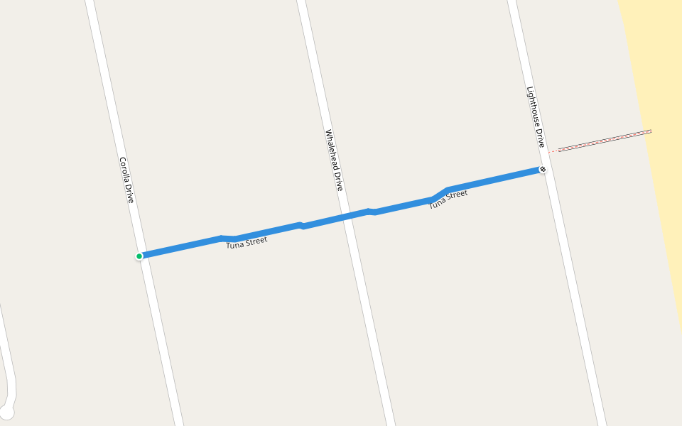 Tuna Street walking route map in Corolla