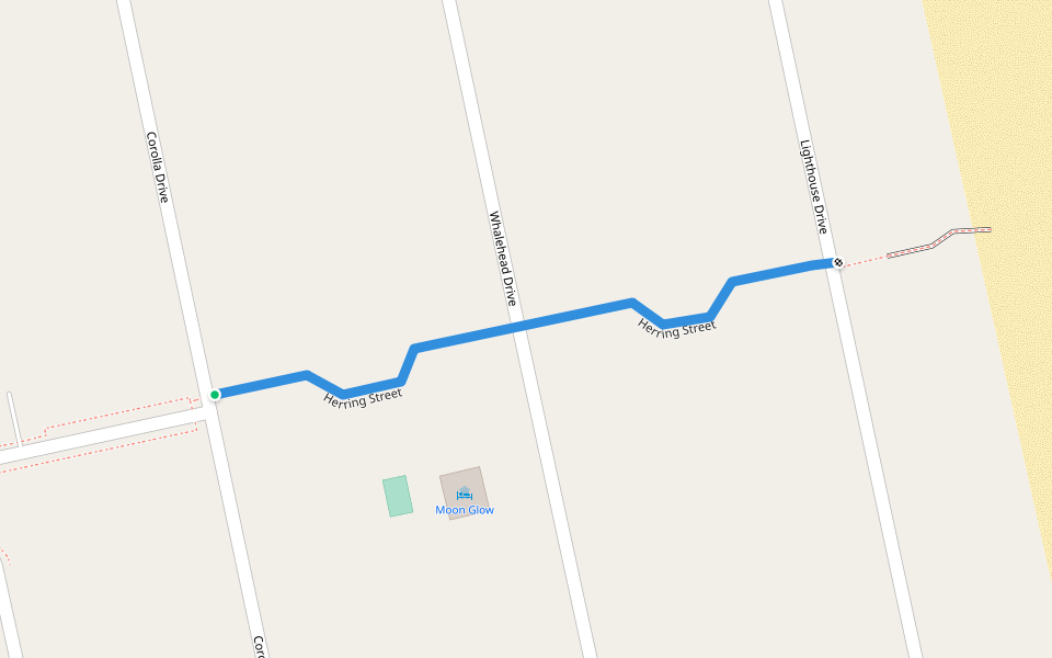 Herring Street walking route map in Corolla