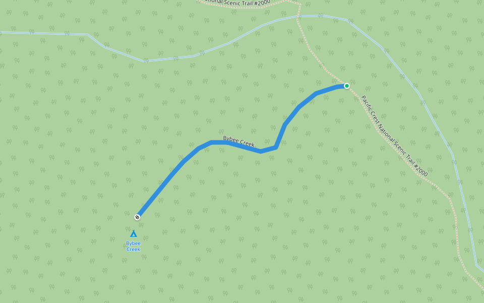 Bybee Creek walking route map in CRATER LAKE