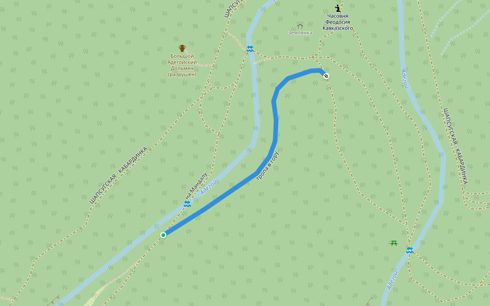 тропа в гору walking route map in Shapsugskaya