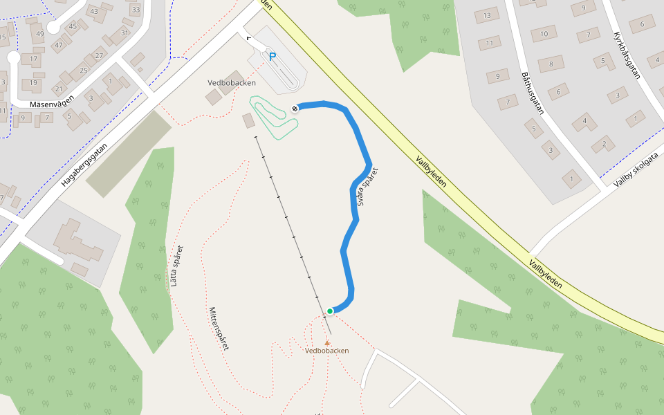 Svåra spåret walking route map in Västerås