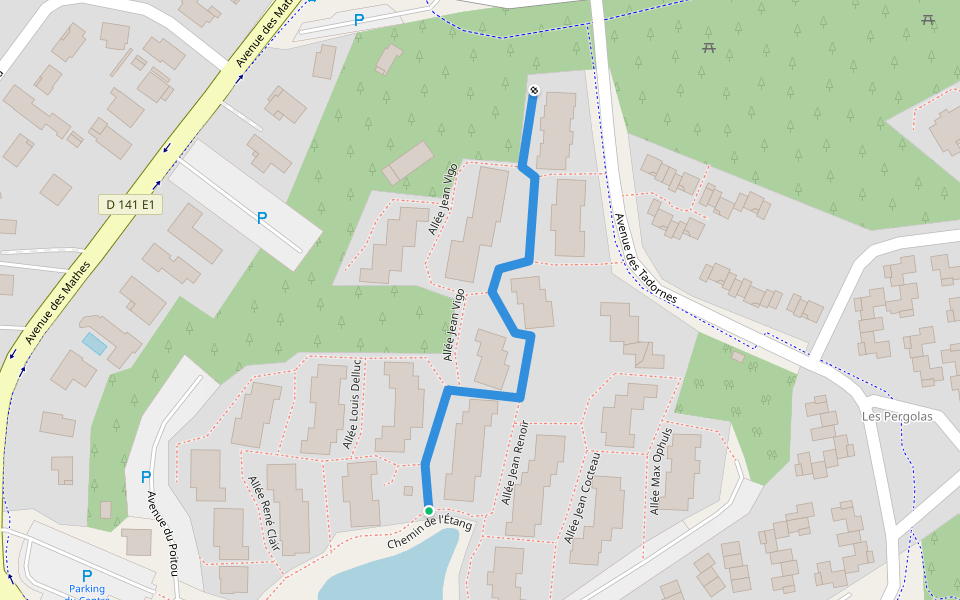 Allée Marcel Pagnol walking route map in Les Mathes