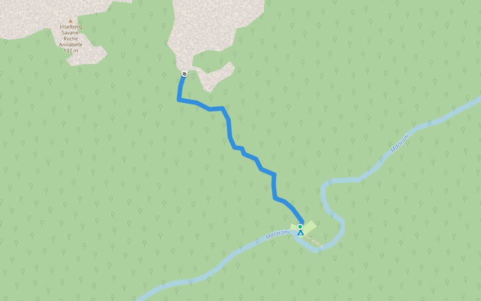 Layon Savane Roche Annabelle walking route map in Kourou