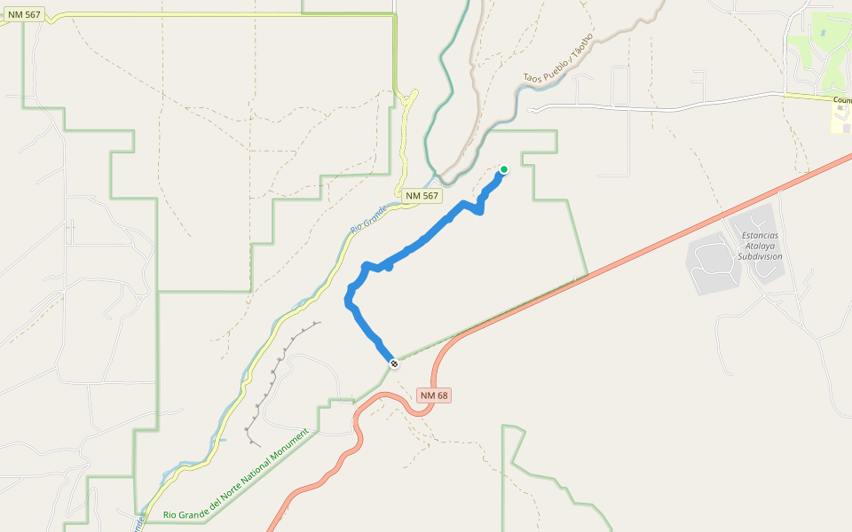 Klauer Trail walking route map in Taos