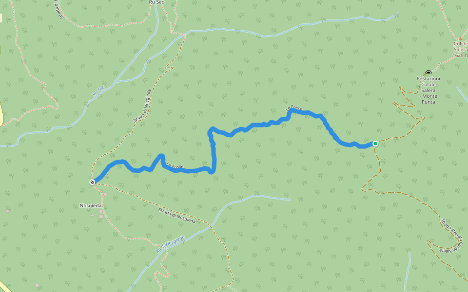 Le Fosse walking route map in Dont