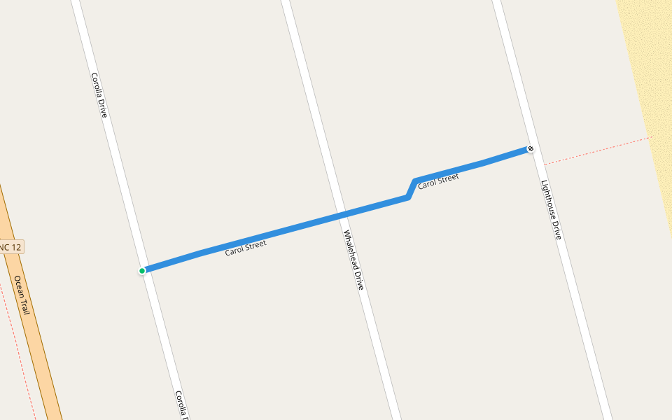 Carol Street walking route map in Corolla
