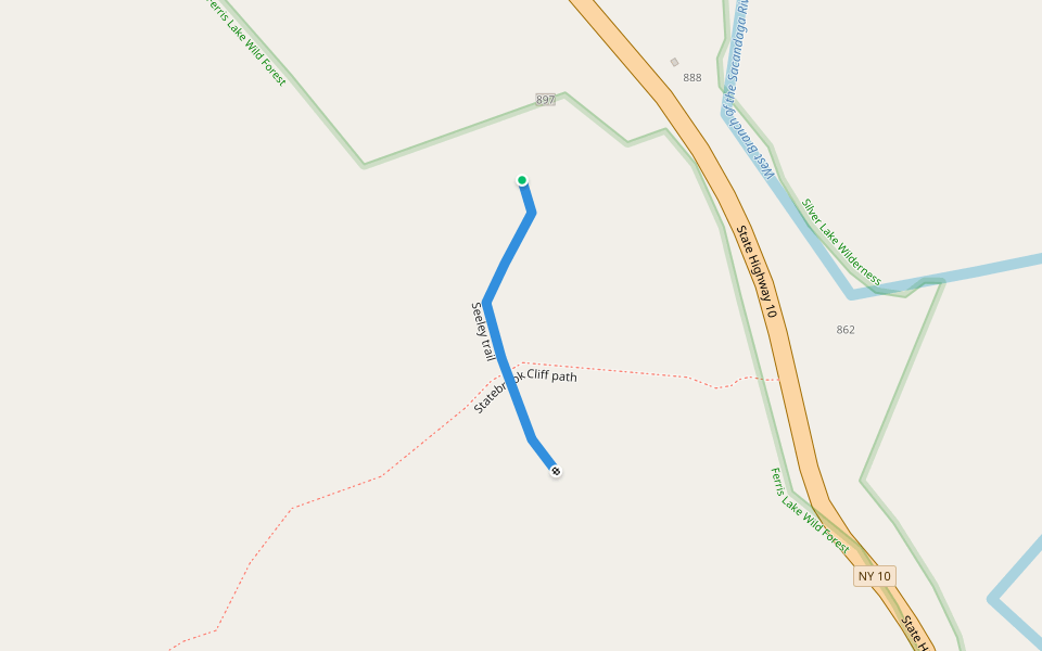 Seeley trail walking route map in Piseco