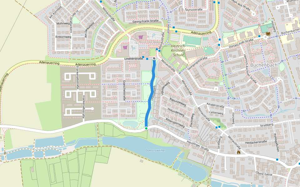 Dresselweg walking route map in Erlangen