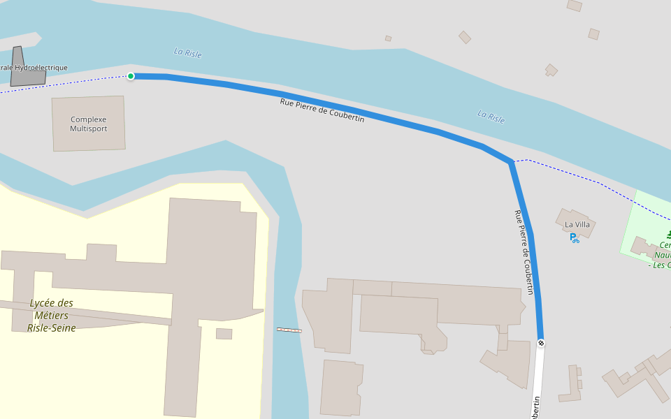 Rue Pierre de Coubertin walking route map in Pont-Audemer