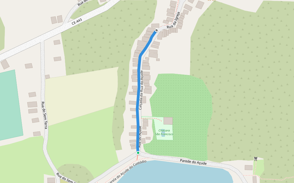 Calçada da Rua do Açude walking route map in Custódio