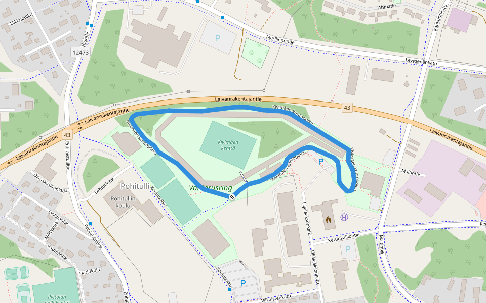 Kivimäen kuntopolku walking route map in Uusikaupunki
