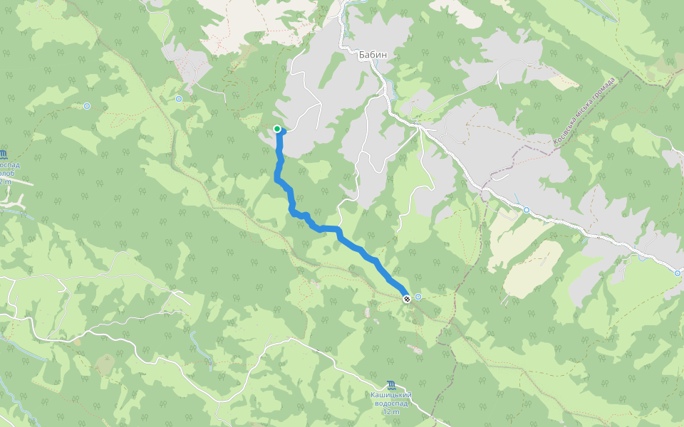 Khata-Sokilskyi walking route map in Babyn