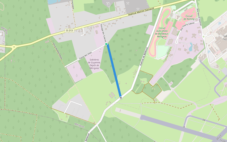 Passage des Tuileries walking route map in Mérignac
