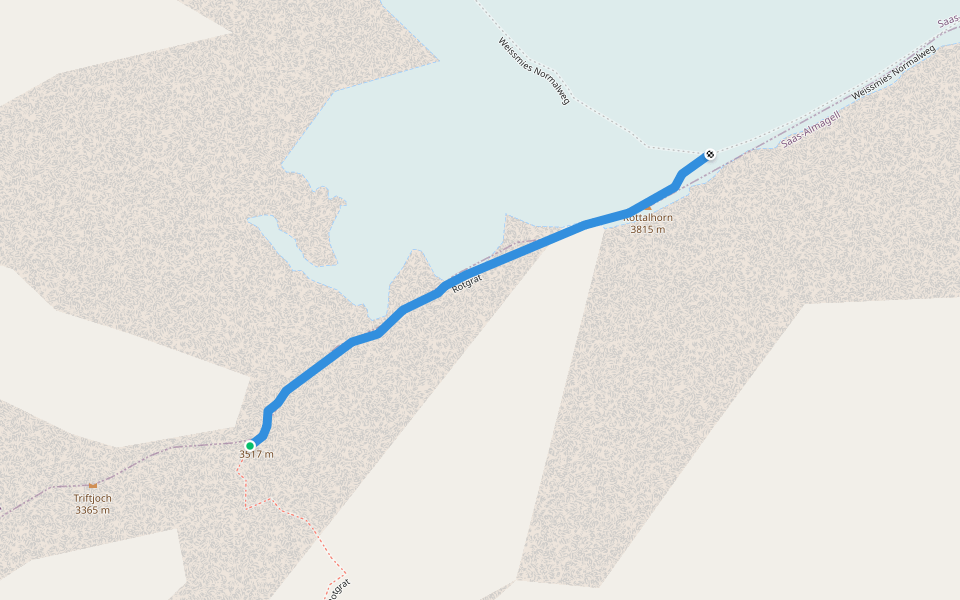 Rotgrat walking route map in Saas-Almagell