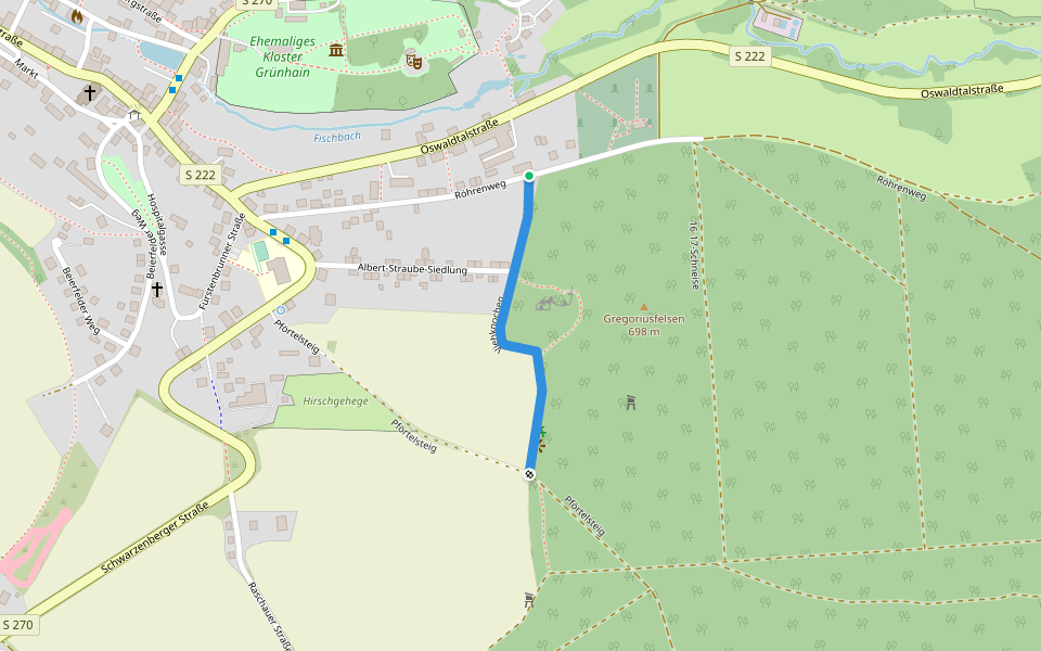 Viehknochen walking route map in Grünhain-Beierfeld