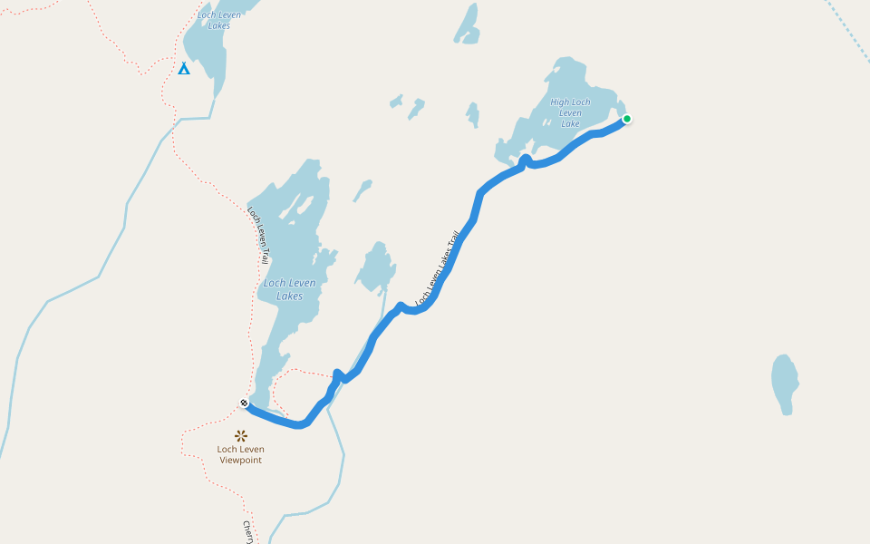 Loch Leven Lakes Trail walking route map in Big Bend
