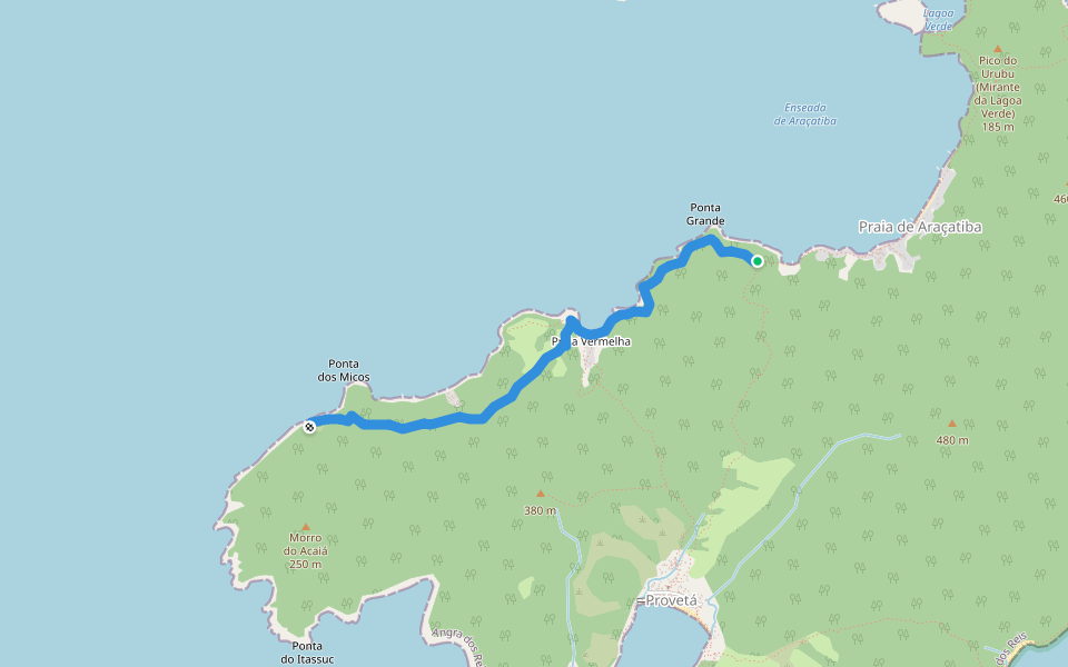 T7 walking route map in Praia de Araçatiba