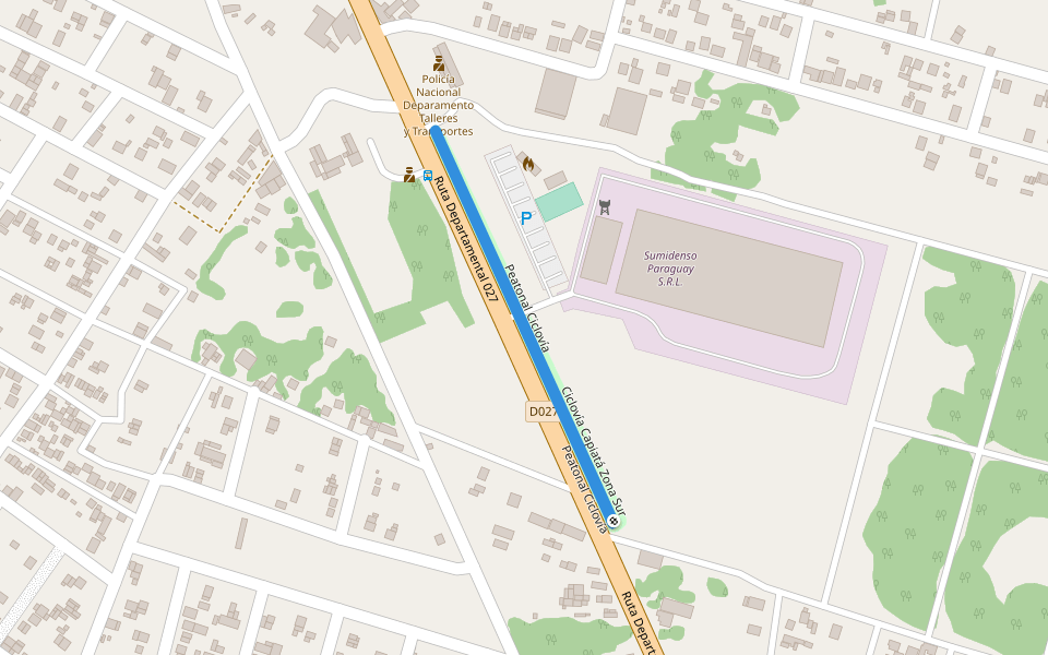 Peatonal Ciclovía walking route map in Itá