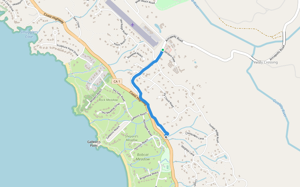Anapolis Road Trail walking route map in Sea Ranch