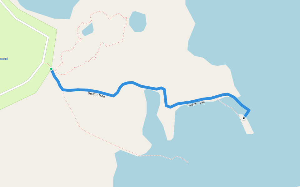 Beach Trail walking route map in Campbell River