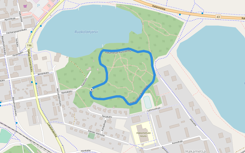 Hakametsän kuntopolku walking route map in Uusikaupunki