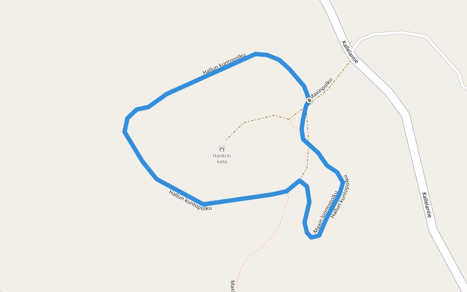 Hallun kuntopolku walking route map in Hallu