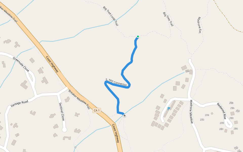S. TPZ Connector walking route map in Sea Ranch
