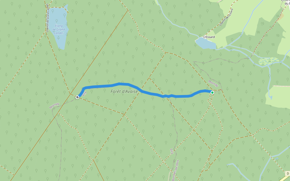 Chemin de l'Homme Mort walking route map in Mornay