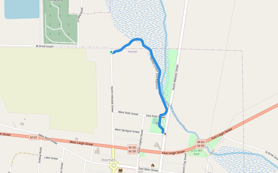 Homer Linear Park Pathway walking route map in Homer