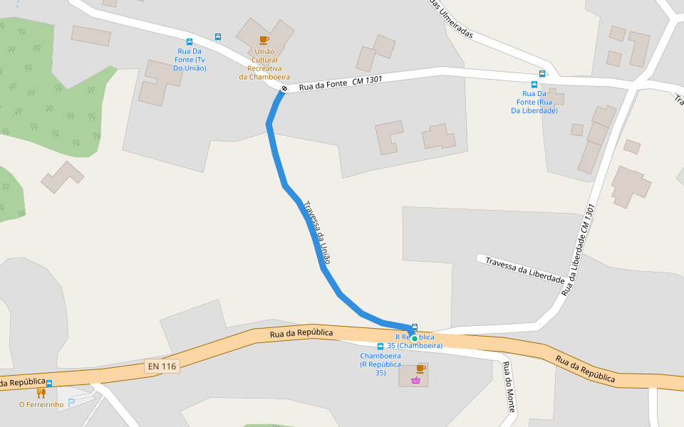 Travessa da União walking route map in Bucelas