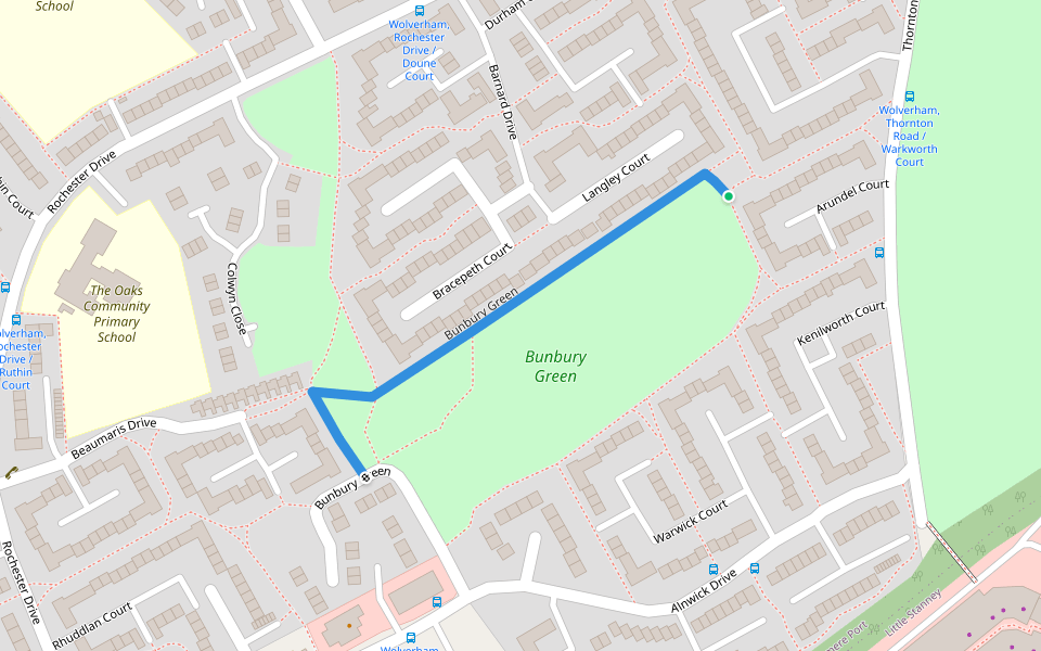 Bunbury Green walking route map in Ellesmere Port
