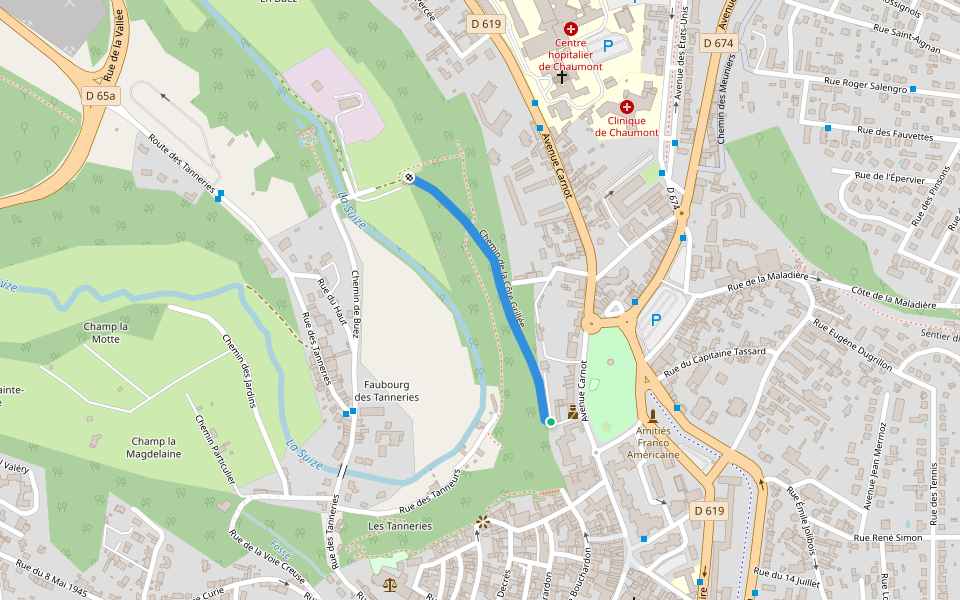 Chemin de la Côte Grillée walking route map in Chaumont