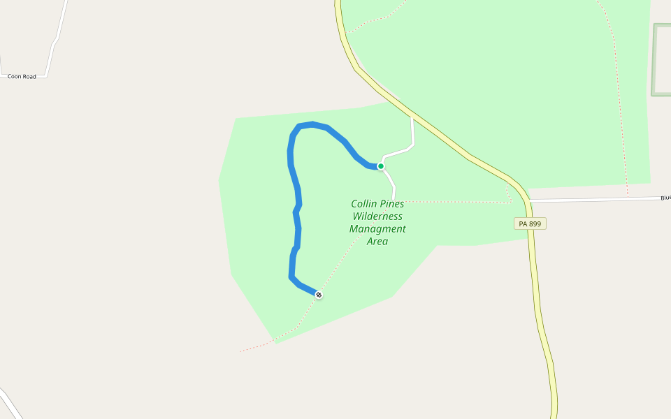 Pines Trail walking route map in Marienville