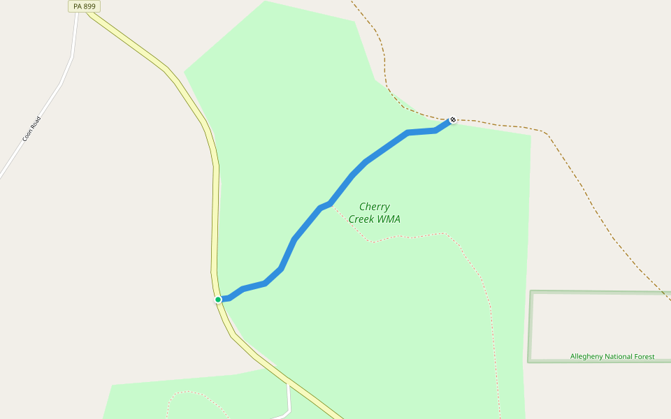 Cherry Creek Trail walking route map in Marienville