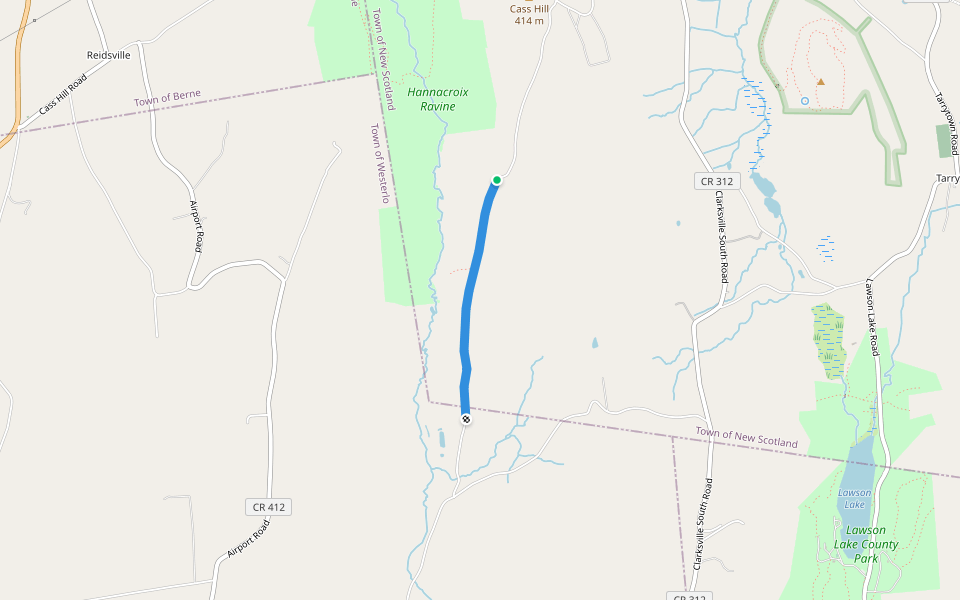 Dunbar Hollow Road walking route map in Clarksville